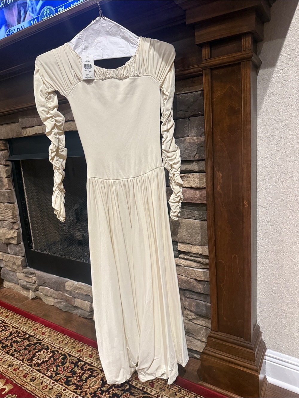 KHAITE Cream Long-Sleeve Ruched Bodice Girls' Formal Dress